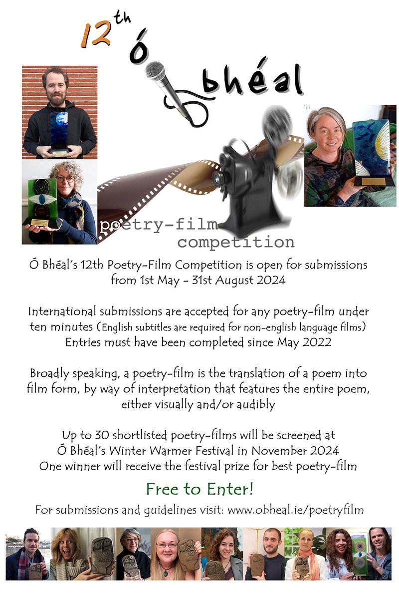 Ó Bhéal's 12th Poetry-Film Competition is open for entries Judges: @ColmScully1 & @PaulCaseyCork obheal.ie/blog/competiti… @poetryireland @ZebraFestival @RabbitHeartPFF @corkfilmcentre @corkcityarts @moving_poems @poetryireland @Poetryfilmkanal @poetryfilmlive @poetryfilmfest