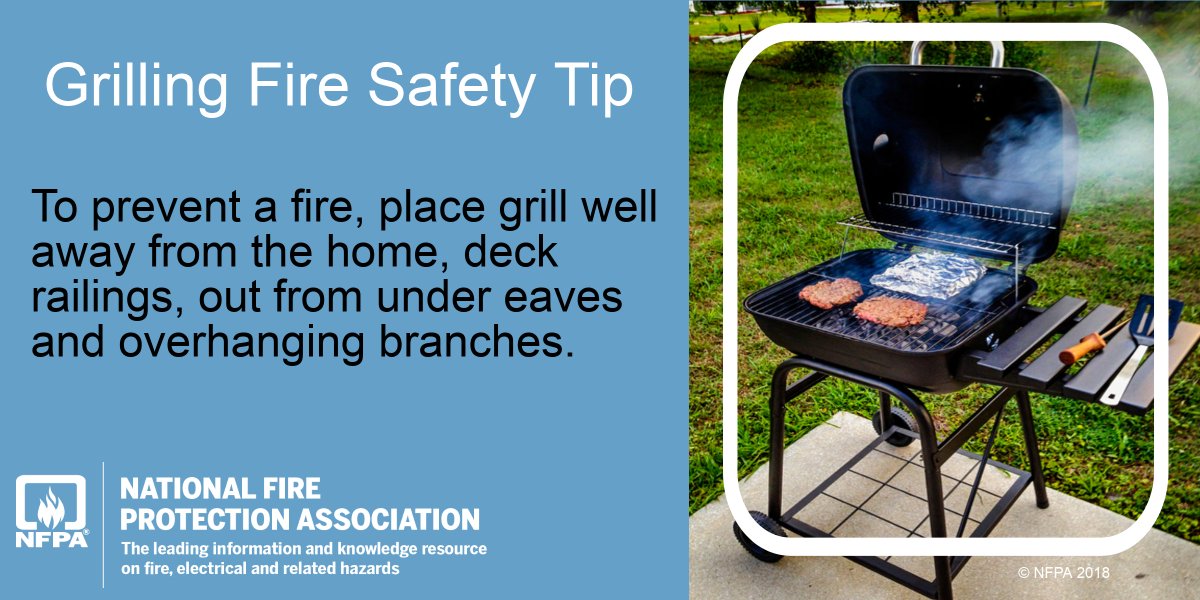 There’s nothing like outdoor grilling. It’s one of the most popular ways to cook food. But, a grill placed too close to anything that can burn is a fire hazard. Check out these important safety info for grilling: nfpa.social/nTM050RsqOo #grillingsafety