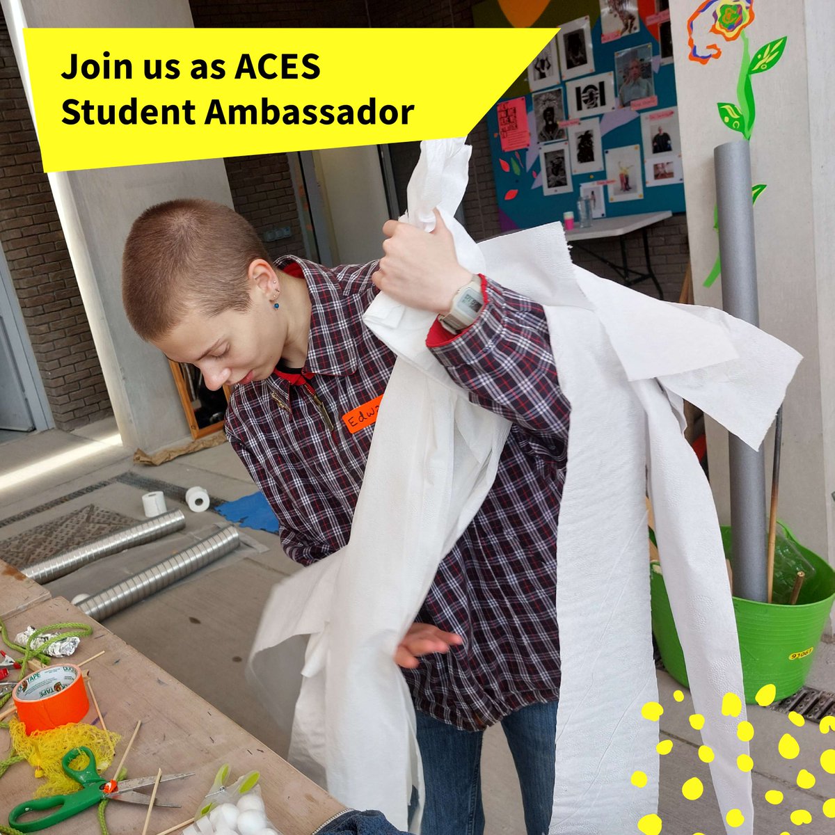 👉 Student Ambassadors sought! Join @UniofEdWPteam's Access to Creative Education in Scotland (ACES) programme to support under-represented and disadvantaged young people interested in studying art, design, or architecture. Closes 6 May. Find out more: edin.ac/49oTlWQ