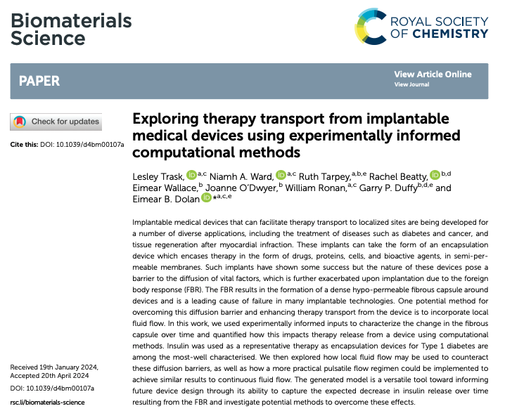 Our latest article is out in @BioMaterSci. Congratulations Lesley Trask for leading this! pubs.rsc.org/en/content/art…