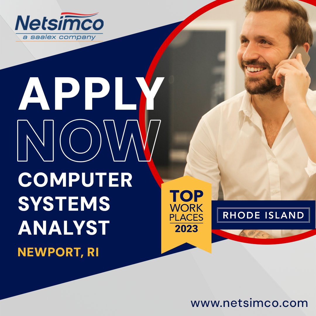 Netsimco has an excellent opportunity for a Computer Systems Analyst I —located in Newport, RI. #ComputerSystemsAnalyst #NewportRI #TechCareers #ITJobs #TopWorkplace
ow.ly/MvLk50RsA6i
