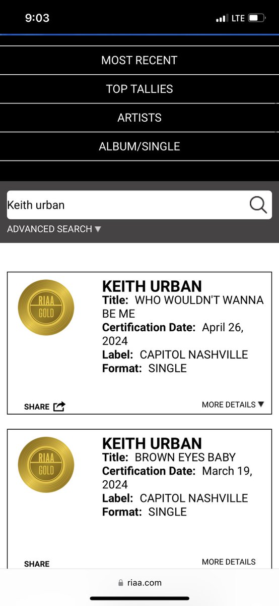 Wow @KeithUrban Who wouldn’t wanna be me is now Gold