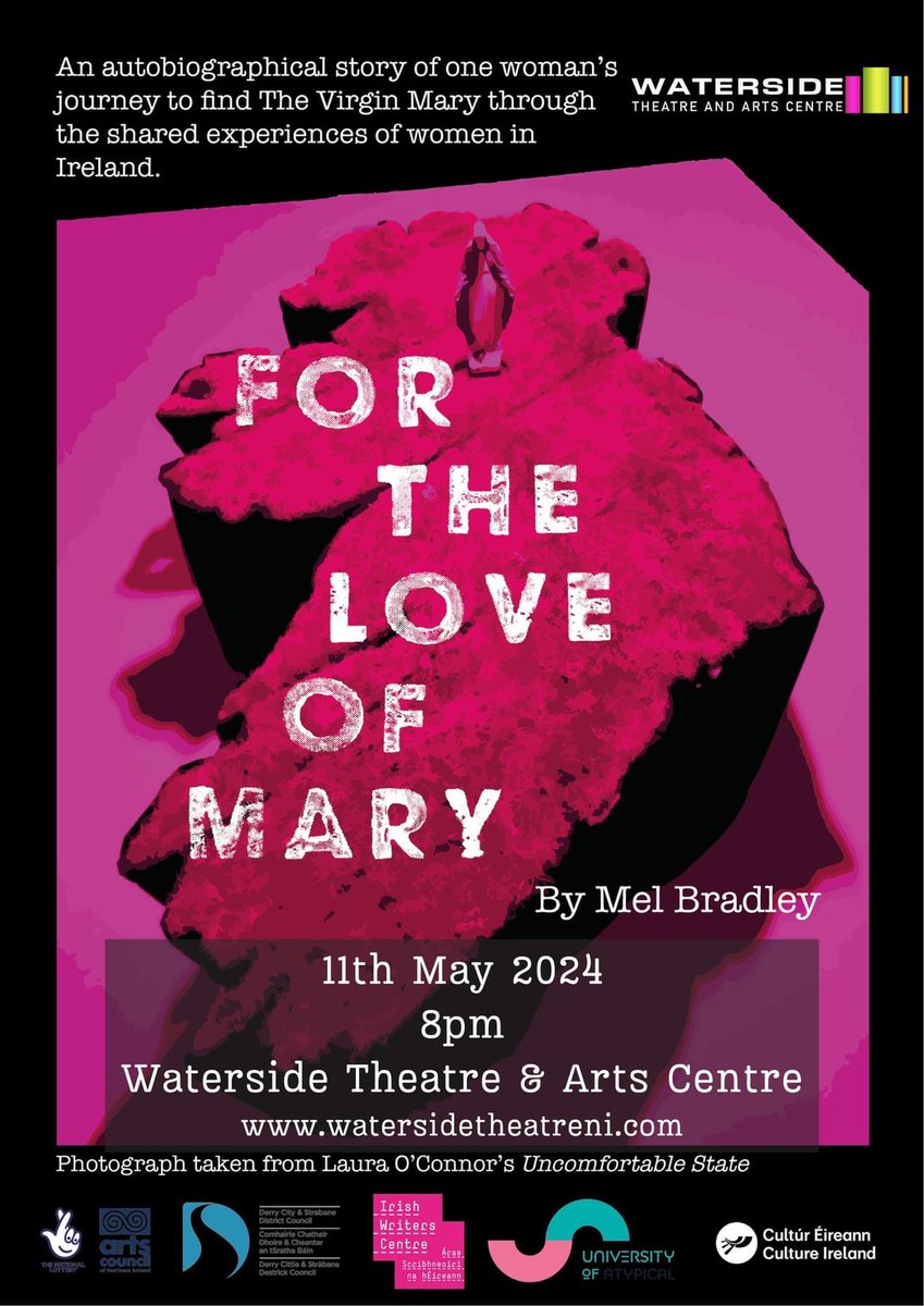 'FOR THE LOVE OF MARY' by Mel Bradley Dates: 11th May 2024 Book:watersidetheatreni.com/event/view/for… Time: 8pm Examining the Virgin Mary’s lost humanity, rediscovered through the stories shared by women living in Ireland, gathered around the kitchen table.