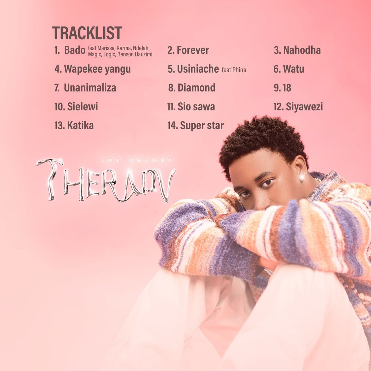 Album ya <a href="/Realjaymelody/">Jaymelody</a> THERAPY hakika ni project nzuri sana.

Uandishi ni top notch, Production (Jini &amp; Aloyname) on point. Jay ame-stick mostly kwenye his seductive sound, ila kaacha a lil room kuonyesha his versatility.

My faves “Sio Sawa”, “Wapeke Yangu”, “Bado”na “Siyawezi”