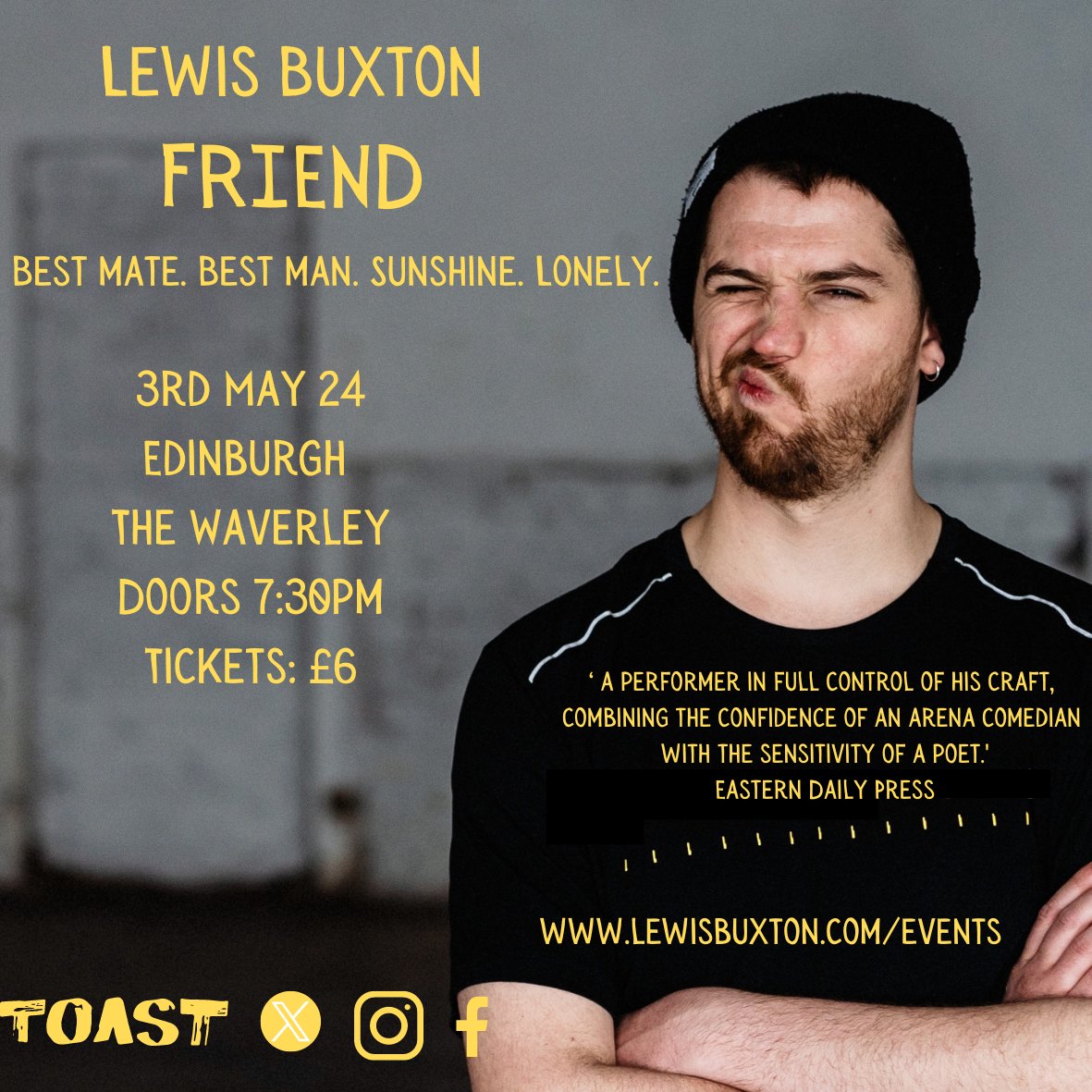 Very much looking forward to seeing the fabulous @LewisBuxton93 on Friday! Would be lovely to see the Edinburgh scene turn out and support. Tix: eventbrite.co.uk/e/lewis-buxton…