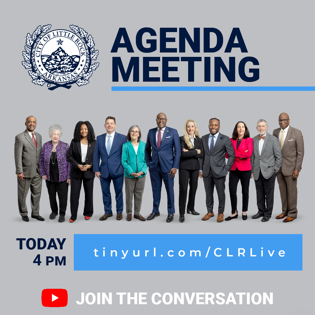 The City of Little Rock Board of Directors will meet today at 4 PM at the Centre at University Park. View the agenda: littlerock.gov/city-administr… Watch live at 4 PM and join the conversation: tinyurl.com/CLRLive #Tuesday #BoardMeeting #LittleRock #GrowingForwardLR