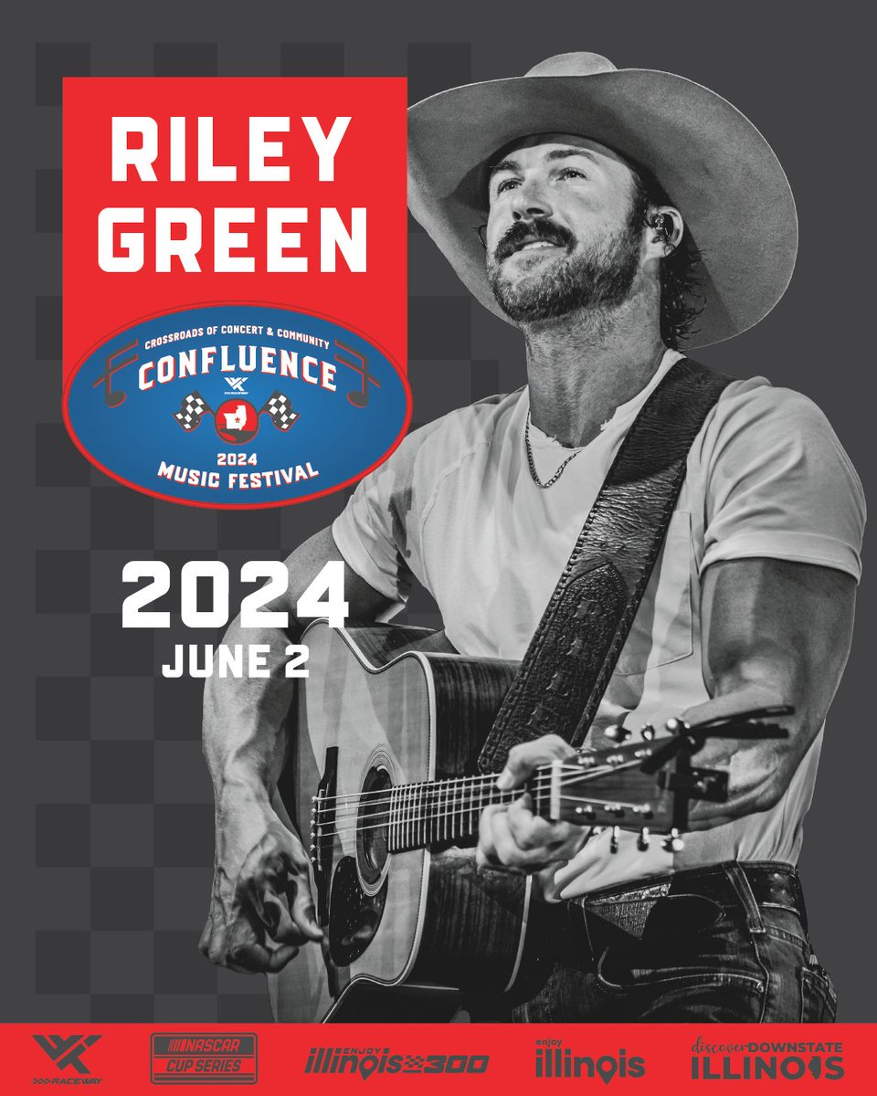 June 2nd is almost here! @RileyGreenMusic will headline the stage on Confluence Music Festival during the NASCAR Enjoy Illinois 300! Grab your tickets now! 🎫: bit.ly/WWTRnascar24