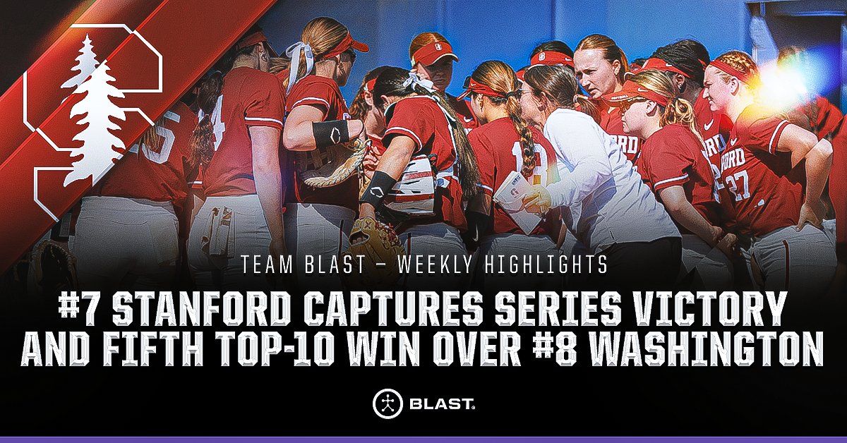 #𝗧𝗘𝗔𝗠𝗕𝗟𝗔𝗦𝗧 𝗪𝗘𝗘𝗞𝗟𝗬 𝗛𝗜𝗚𝗛𝗟𝗜𝗚𝗛𝗧 🥎 @stanfordsball took care of business on the road last weekend, defeating #8 Washington to win the three-game @pac12 series. Each game was decided by two runs or less! Game 1: W, 3-1 ✅ Game 2: L, 1-3 Game 3: W, 2-1 ✅