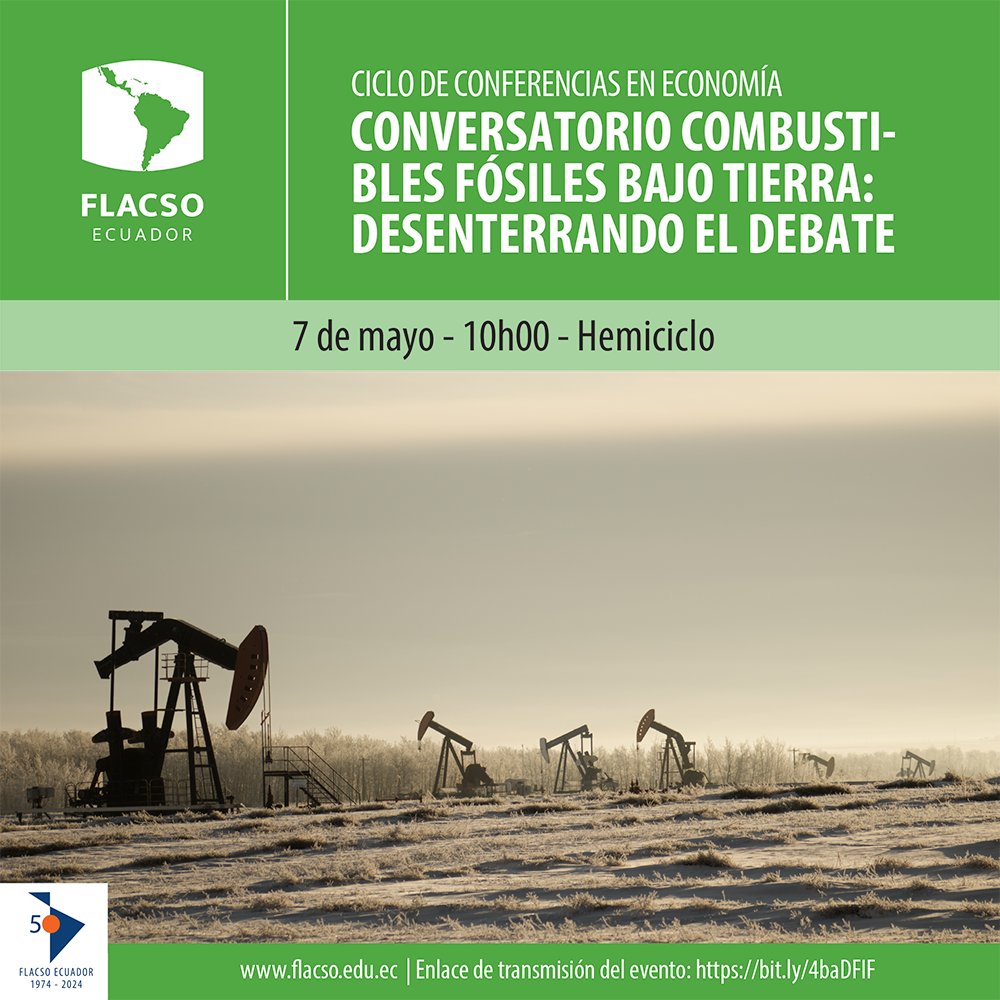 🗓️#AgendaFLACSO Te invitamos a ser parte de un debate crucial sobre el futuro energético y ambiental. Únete al conversatorio 'Combustibles fósiles bajo tierra: desenterrando el debate', con la participación del profesor @fanderfalconi. Más info »» bit.ly/3QpbRb8