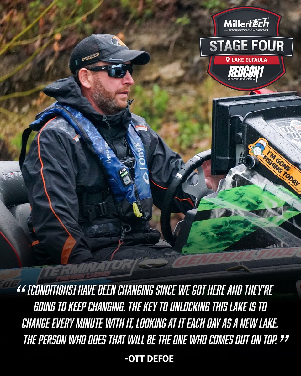Change is the only constant.

This week at Lake Eufaula, @BassProShops BPT pros have to stay on their toes. The massive Oklahoma fishery playing host to MillerTech Stage Four Presented by @REDCON1 won't sit around and wait for the pros to figure it out. 

#visioneufaula