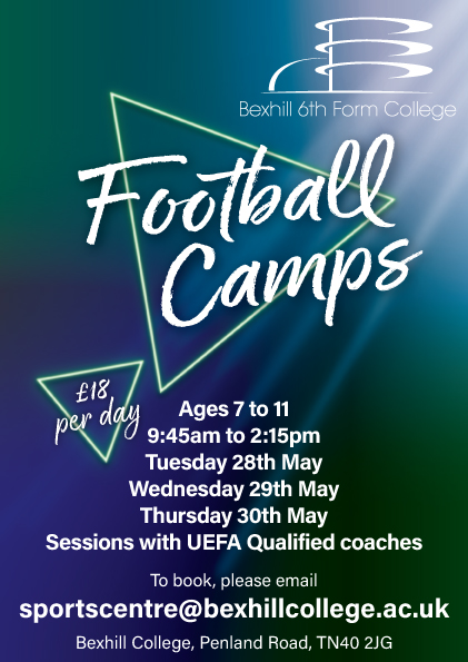 ⚽️ #BexhillCollege Football Camps 2024 ⚽️ Get ready for exciting sessions with our Football Academy coaches! Players will be required to wear appropriate 3G astro turf boots and sports/football kit to participate. To sign up, please click this link: forms.office.com/e/aPfQWqS7h5
