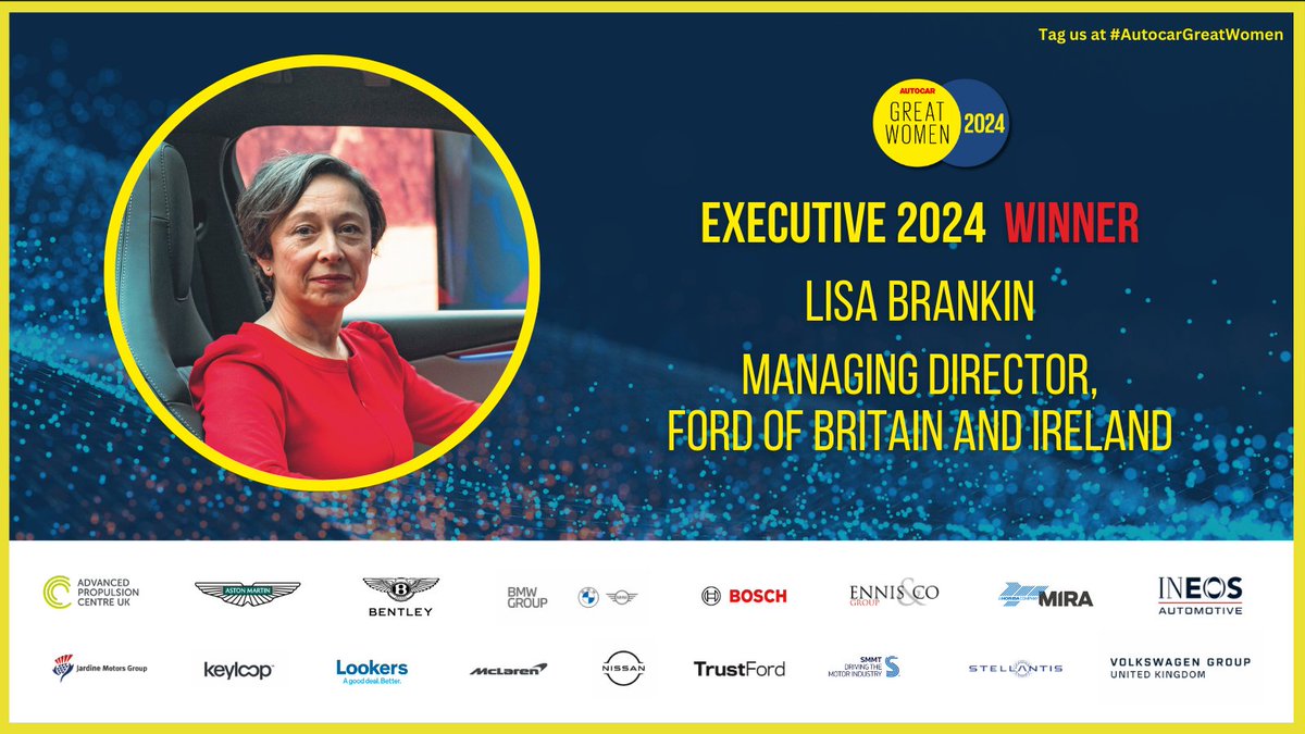 Congratulations to Lisa Brankin, Chair and managing director at @forduk, who wins our hotly contested Executive award 👏 #AutocarGreatWomen