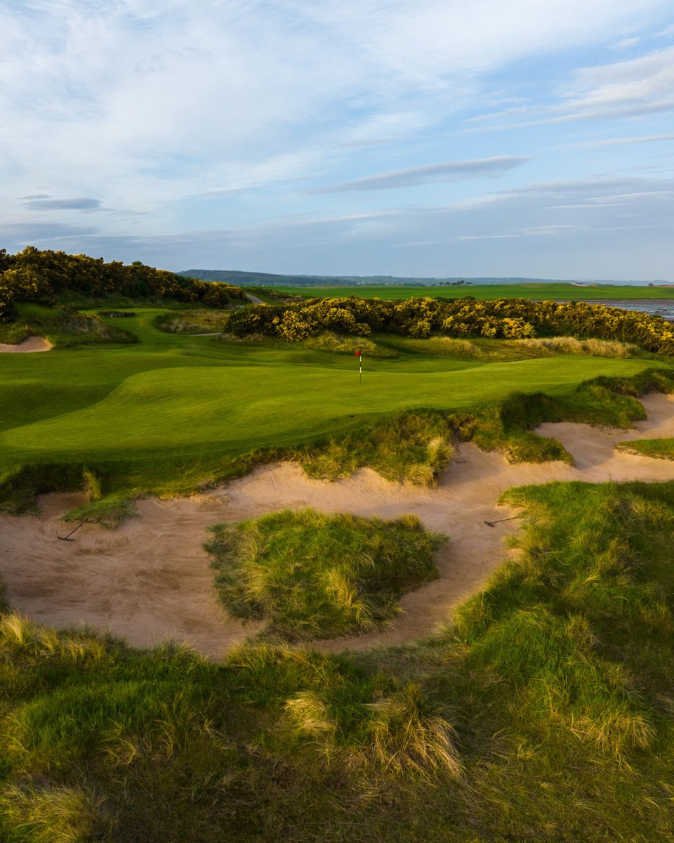 Unique in shape and contours, the second green at Castle Stuart Golf Links seemingly hangs on the edge of the sea.
