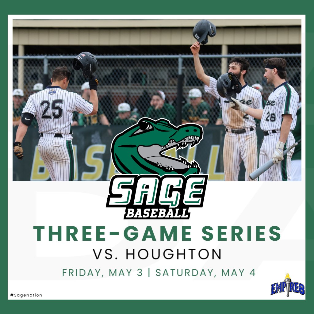 #SageNation baseball welcomes Houghton this weekend for a three-game series with the number one seed in the #E8 conference tournament on the line.

Track the regular season finale: sagegators.com/composite

#SageGators