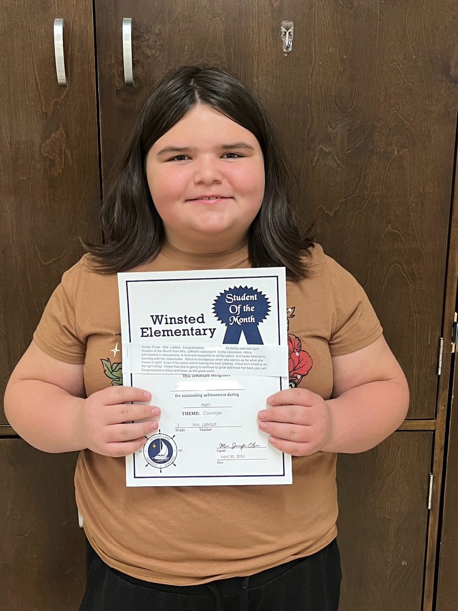Congratulations to Attica, our April Student of the Month! She is willing to try things, even when they are hard. She never gives up and she is always willing to help! 💙💛 #HLWWProud #LakerProud  #HLWWLakers #3rdgrade #LakerLeaders #WeAreAllLakers