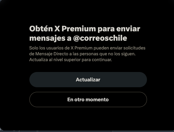 jauregui82's tweet photo. @correoschile Tengo que pagar el premium para poder  escribirles? @correoschile @SERNAC https://t.co/vp1VCXNNWf