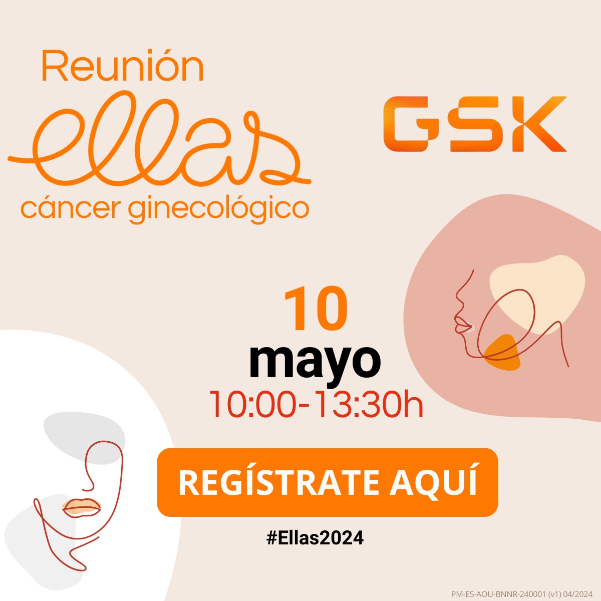 Si eres profesional sanitario, te esperamos en la reunión #Ellas2024. 

El próximo 10 de mayo a las 10h hablaremos #deEllas y #conEllas, con el foco en las pacientes con cáncer ginecológico. 

¡Te esperamos! gsk.to/3Uvo3JA