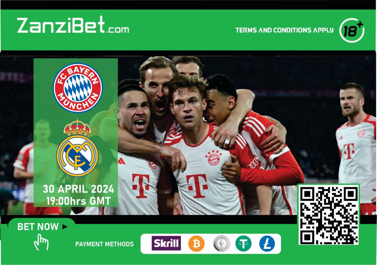 The Clash of the Titans: Bayern vs #RealMadrid - Predict on #zanzibet and Get Ready for a Football Frenzy! #LCDLF4 #heartattack #T20WorldCup24 #Covishield #ThikaRoad