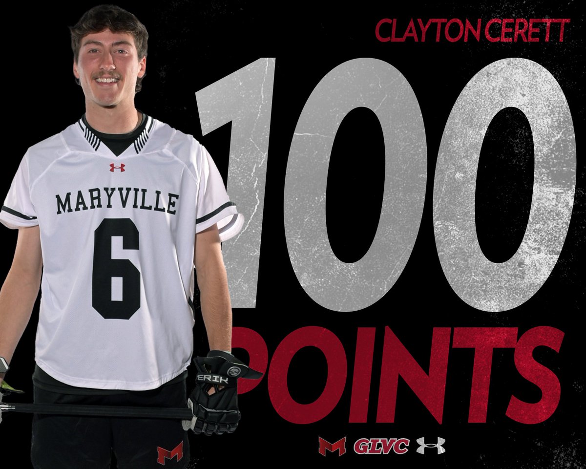 Give some shouts to Clayton Cerett who over the weekend joined the 💯point club for @MaryvilleLAX! He has 66 goals and 34 assists during his career as a Saint. 🐾🥍#BigRedM