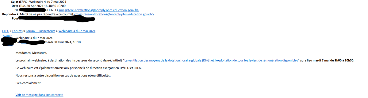 Les grands burlesques ne faisaient pas aussi bien. Sont arrivées, ce jour, dans les boites établissements des convocations pour un webinaire : 'La ventilation des moyens de la dotation horaire globale (DHG) et l’exploitation de tous les leviers de rémunération disponibles'🤣