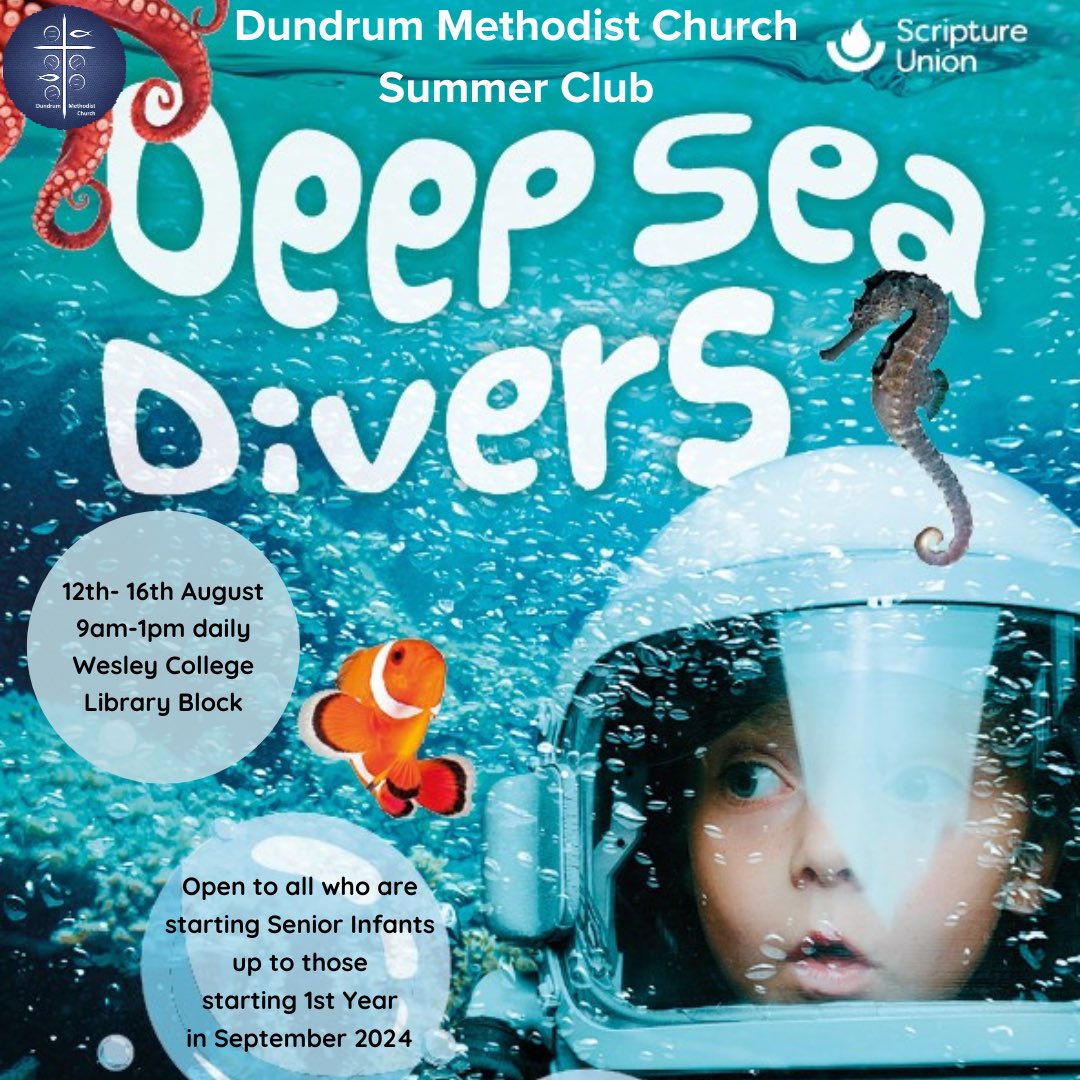 We're excited to let you know that bookings are now open for Summer Club! This year our theme is Deep Sea Divers, there will be plenty of games, crafts and fun. 12th-16th August, 9am-1pm daily. All details and booking info here: eventbrite.co.uk/e/dundrum-summ… #summer #camp #dundrum