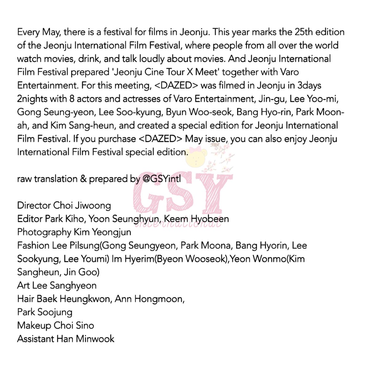[IG] 240430 dazedkorea update

 <DAZED> JEONJU IFF SPECIAL EDITION

instagram.com/p/C6YmJghJKI5/

#공승연 #GongSeungYeon