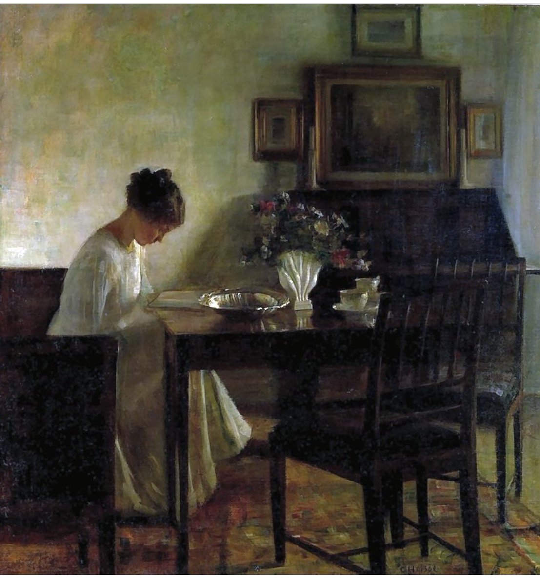 Girl Reading in an Interior Carl Vilhelm Holsoe (1863-1935)
