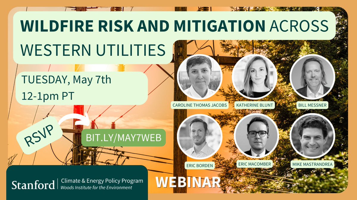 Recent catastrophic wildfires across the western US were ignited by electric utility infrastructure. How can we mitigate this real & growing danger while continuing to provide reliable + affordable energy? Experts discuss next Tuesday, May 7th. 🔥Register: bit.ly/May7web