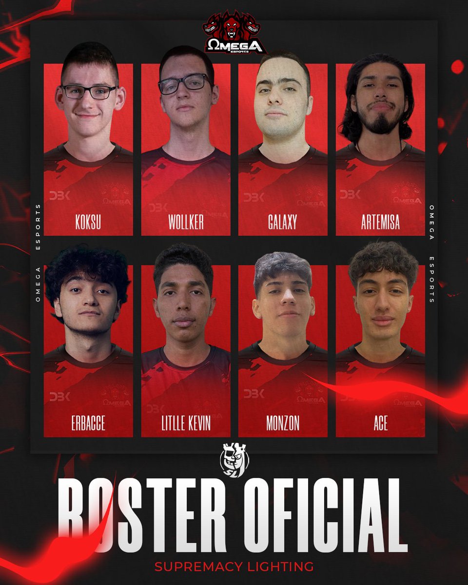 𝐑𝐎𝐒𝐓𝐄𝐑 𝐎𝐅𝐈𝐂𝐈𝐀𝐋 Presentamos nuestro roster para la @CR_Supremacy Ligthing. #GoOmega❤️🖤 Coach: @__Andres_MV__ Assistant-Coach: @SATOSHI_99 🇲🇽 @_Artemisa_4 🇵🇱 @PTkoksu11 🇵🇦 @littlekevincr 🇭🇳 @TrainerMonzon 🇺🇦 @WollkerCR 🇮🇹 @ErBacceCR 🇮🇹 @AceTheJuice 🇮🇹 @SUPERGa676