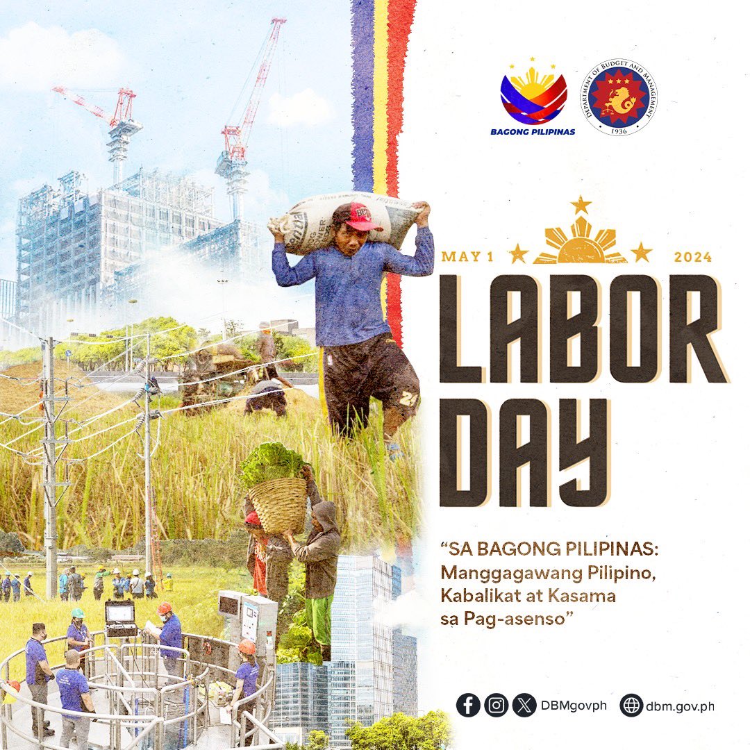 The Department of Budget and Management led by Secretary Amenah F. Pangandaman honors all Filipino workers across the country and all over the world in celebration of the 122nd Labor Day. Mabuhay ang manggagawang Pilipino!