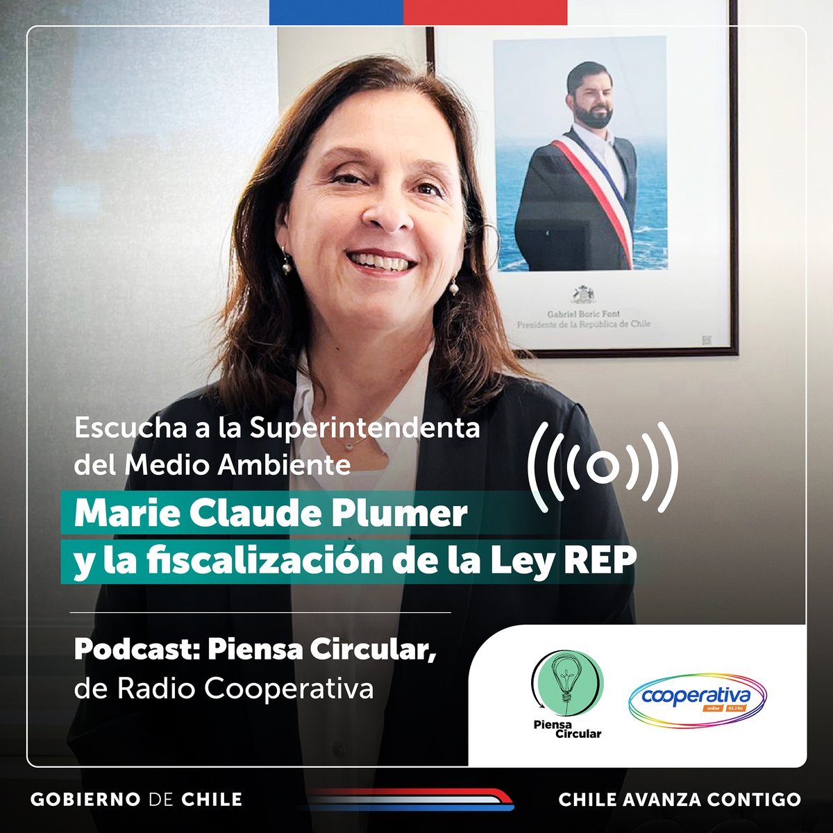 SMA_CL's tweet photo. #SMAteInforma♻️| La Superintendenta Marie Claude Plumer, conversó con @PiensaCircular de Radio @Cooperativa, acerca de la fiscalización de la #LeyREP, ad portas de la entrega de los primeros informes de cumplimiento.
Escucha el podcast aquí 🎙️https://t.co/iSzzXDA7JA https://t.co/0Dt8dslhDZ