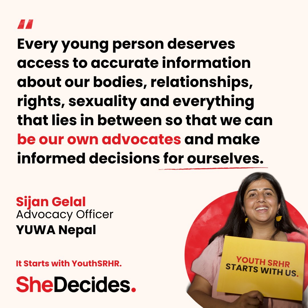 #YouthSRHRStartsWith #ComprehensiveSexualityEducation for all!

It's time to move forwards not backwards on global promises! CSE helps build positive values that empower young people to make informed choices & form healthy relationships!

#YouthDecides #CPD57