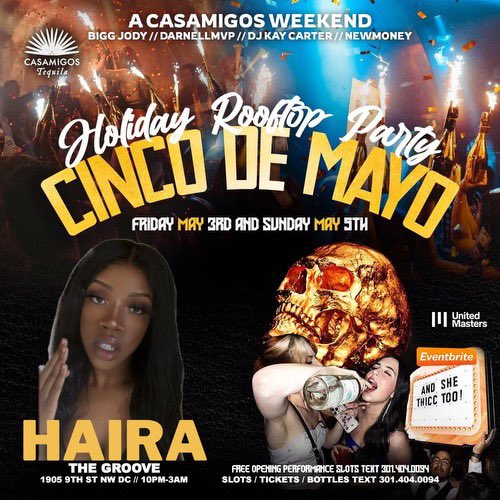 uh oh 😧 it’s going up THIS friday AND cinco de mayo @ Groove Lounge❗️🌮🥂 even though ima b on casa, you can still bring sum of dat press ⛽️🍃

RSVP BELOW:

eventbrite.com/e/cinco-de-may…