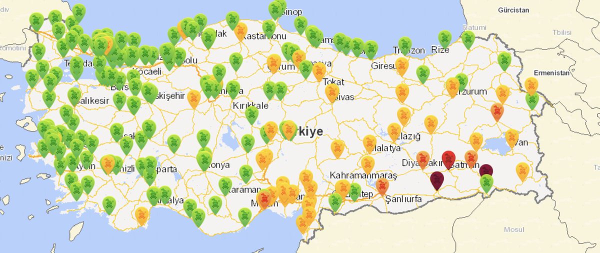 Yemen Çöl Tozu, Türkiye'ye giriş yaptı. 

Mardin ve Şırnak'da PM10 kirliliği tehlikeli boyutta.

Bu tehlikeli havayı soluyanları, hasta eder.

Solunum hastalığı olanlar, çocuklar ve yaşlılar evden çıkmamalı ve pencereleri kapalı tutmalı 

Batman'da PM10 kirliliği artmaya başladı