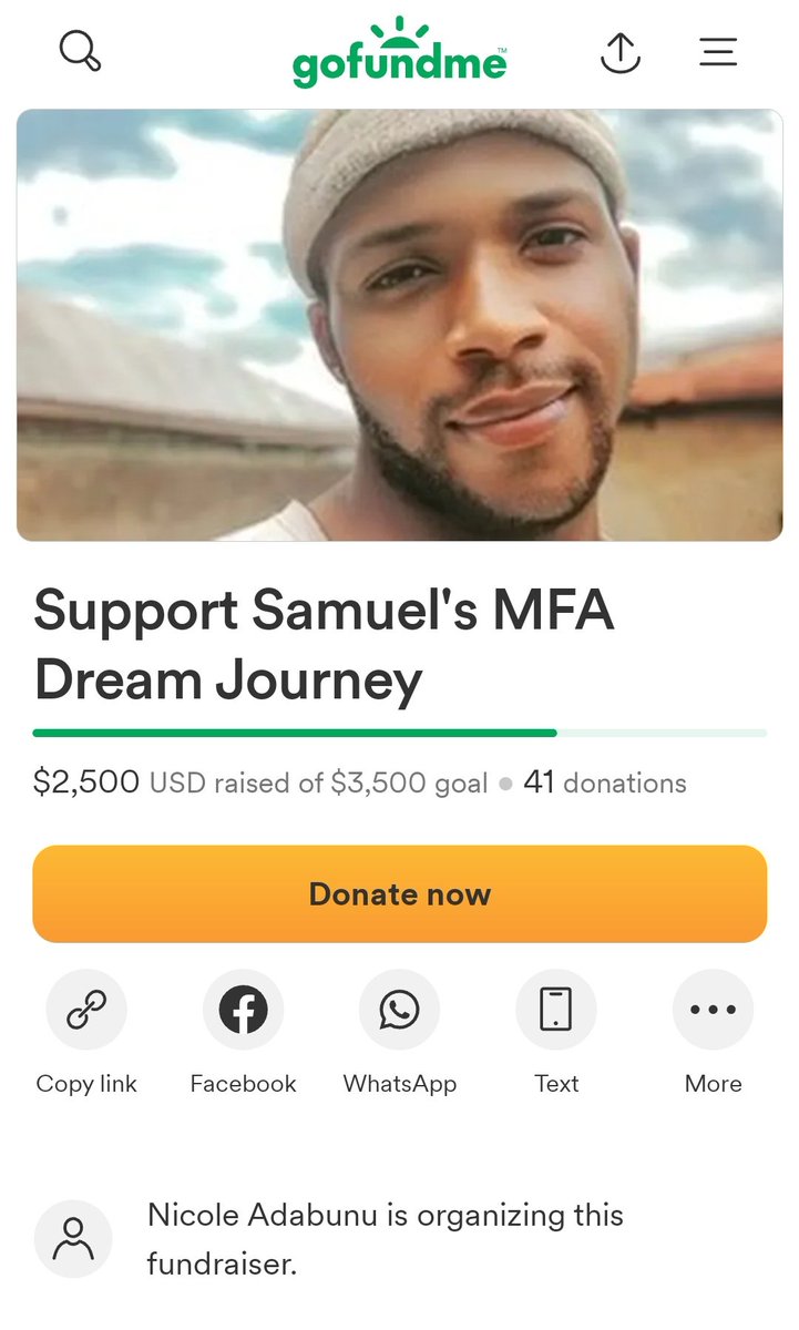 Guyyyss!! We are unbelievably 75 percent to reaching the goal, and headed towards 3k. So grateful for all the kindness from personal quarters. Please, consider donating and sharing with your networks 🙏 GoFundMe Link: gofundme.com/f/support-samu…