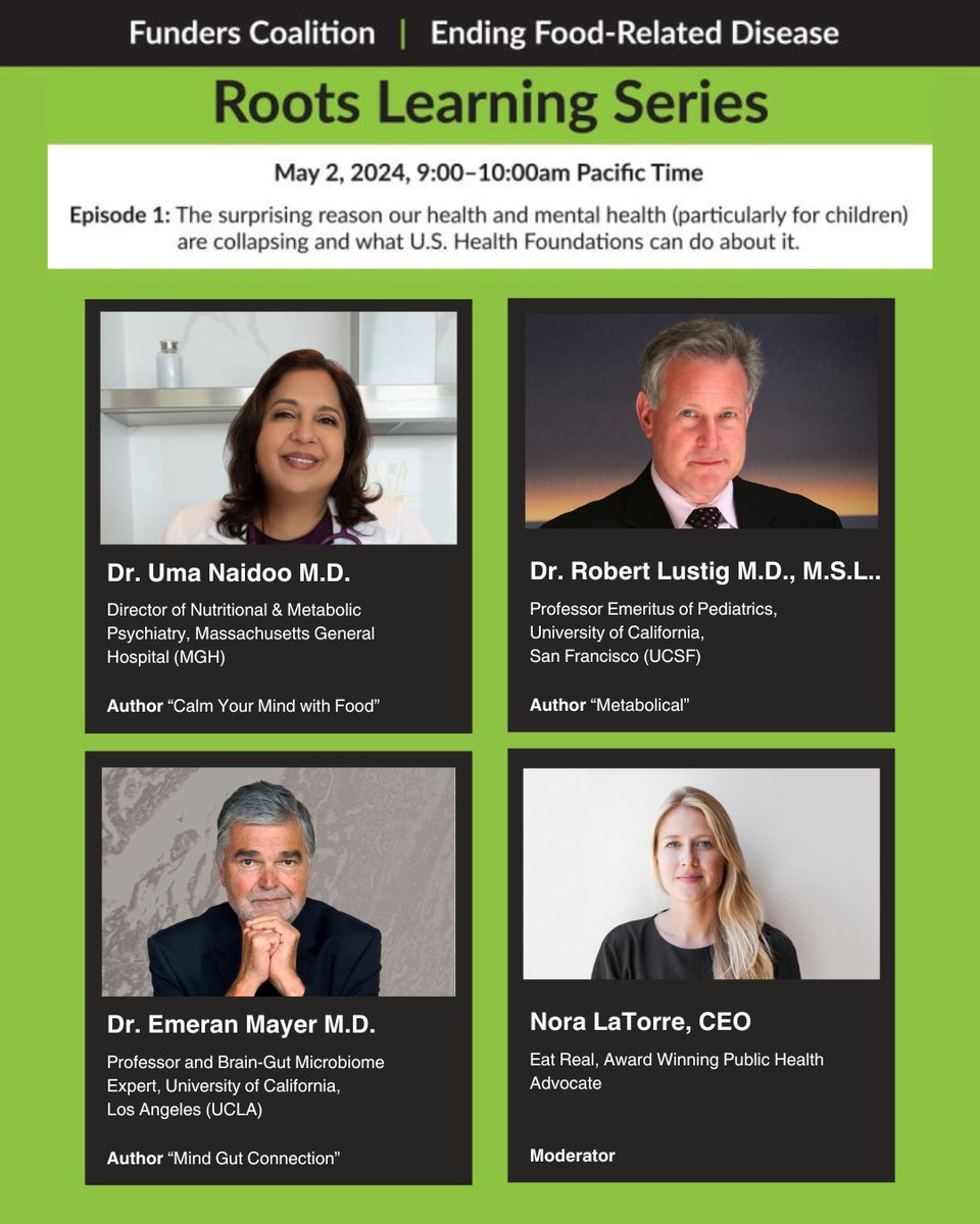 Join me virtually with other leading doctors on 5/2 to hear a panel about how ultra-processed food is a key reason our health and mental health (particularly for children) is collapsing in the US & why real food is a top solution. Link: eatreal-org.zoom.us/webinar/regist…