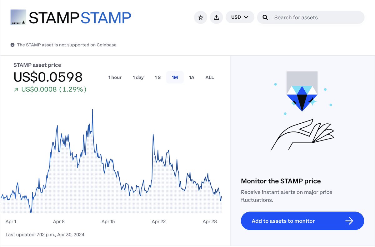 a friendly reminder that you can track the price of $STAMP on @coinbase