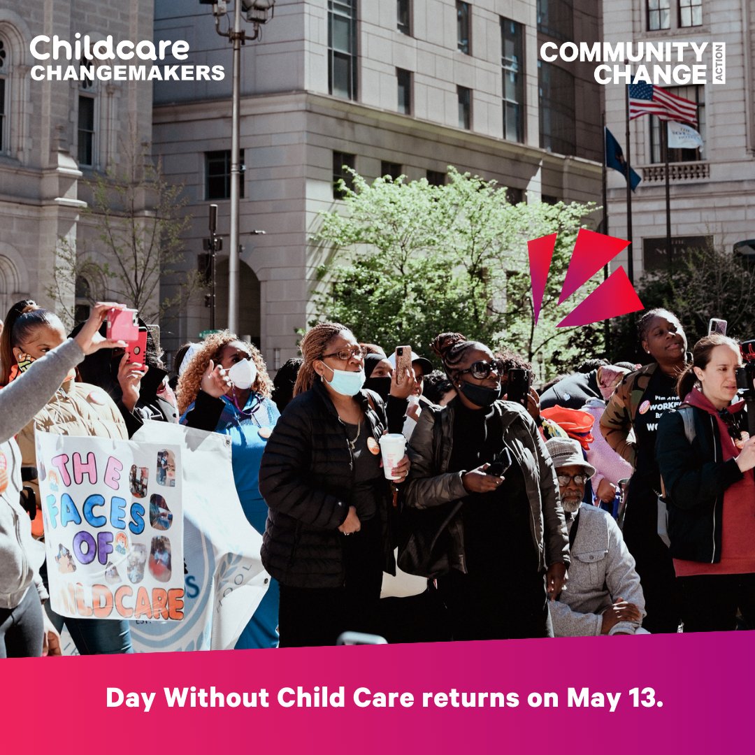 Our 3rd Annual #DayWithoutChildCare day of action returns on Monday May, 13th. Head to our website to learn what actions are taking place, how you can get involved and stand with us in solidarity. bit.ly/dwocc24-cca #DWOCC24