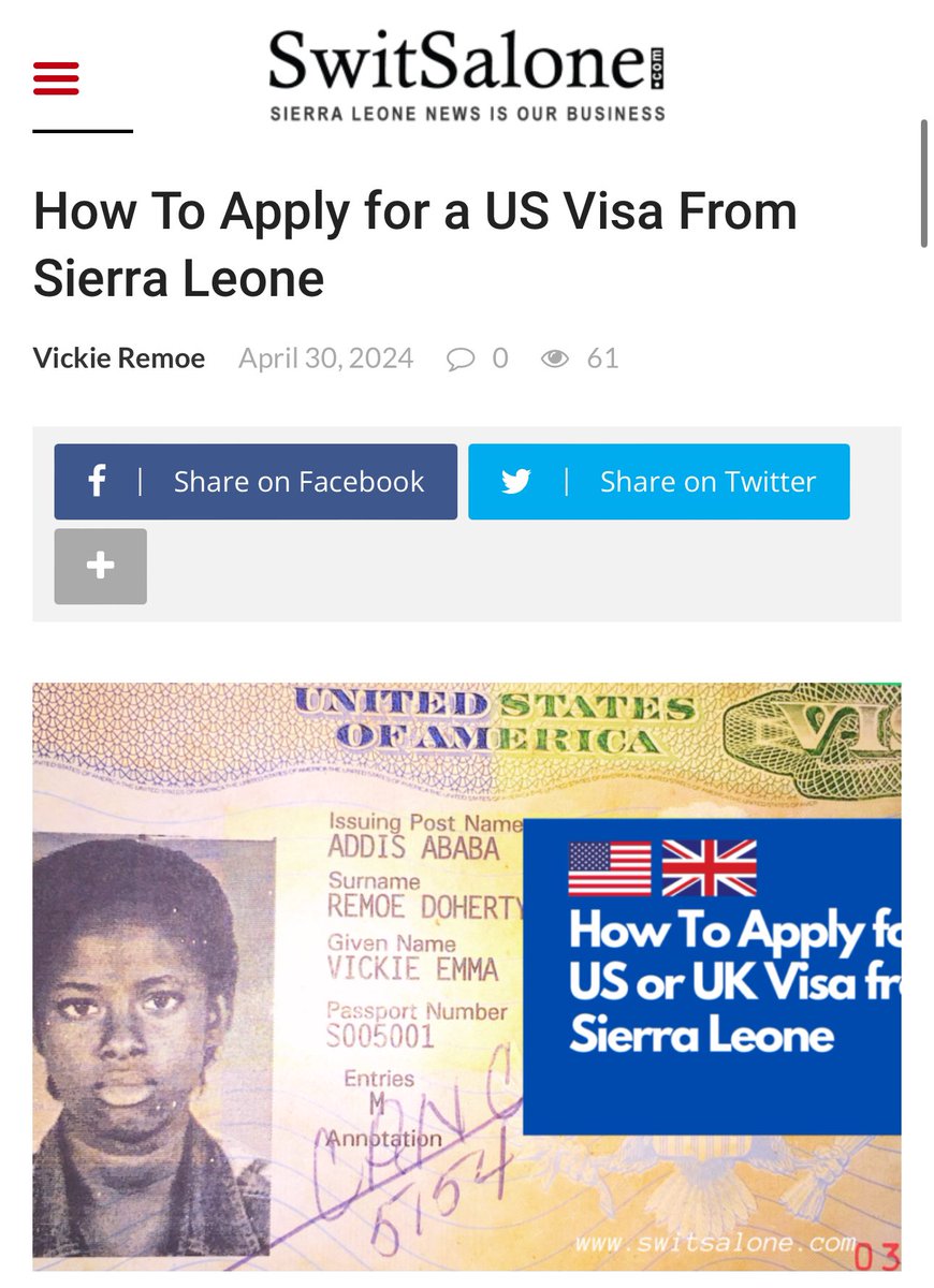 Know this about your visa application and know peace⬇️ 🆕 Blog - How to Apply For A US Visa or UK Visa from Sierra Leone In the past few months, a couple of people have reached out to me asking for supporting documents for their visa applications to the United States. One