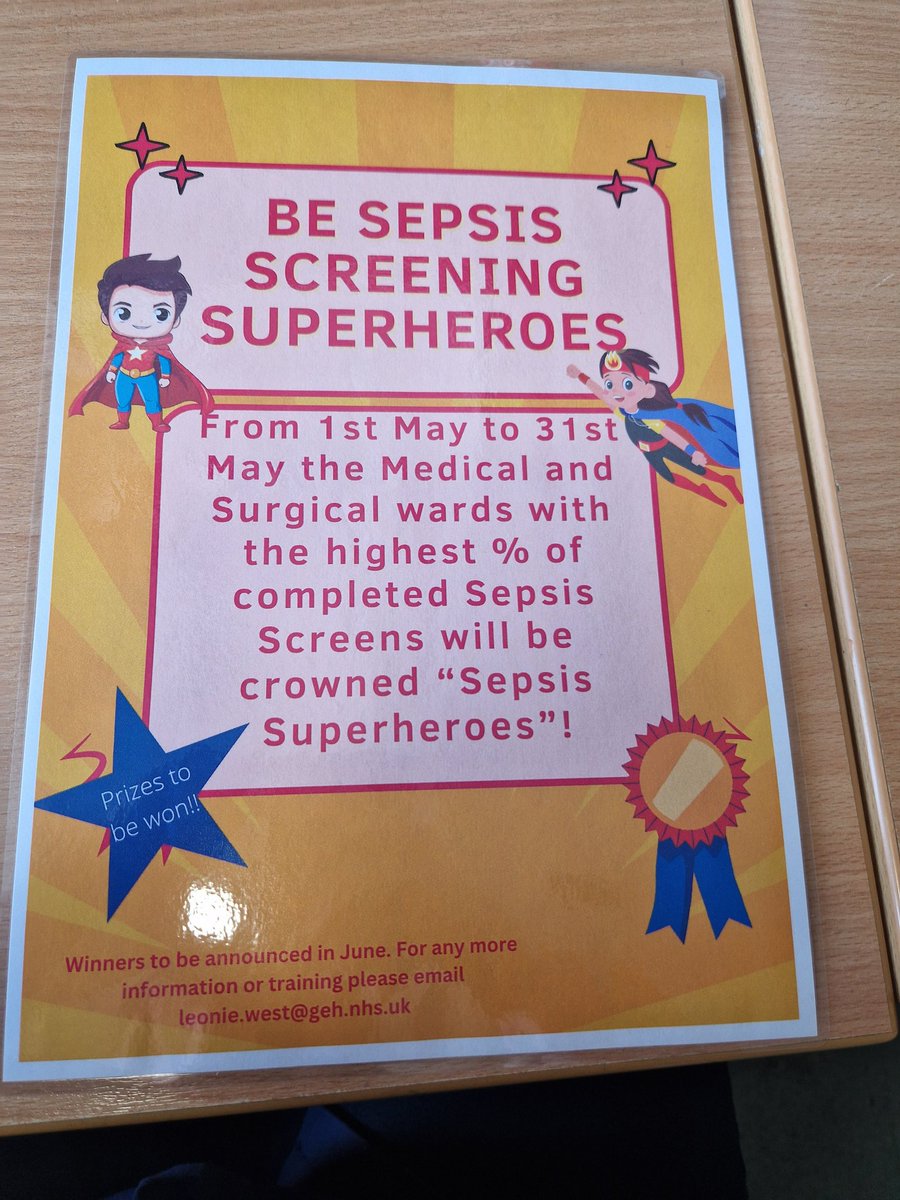 Be A Sepsis Screening Superhero 🦸‍♀️🦸‍♂️! Prizes up for grabs for the medical and surgical ward with the most completed Sepsis screens for the month of May ⏰️ #patientsafety #goldenhour