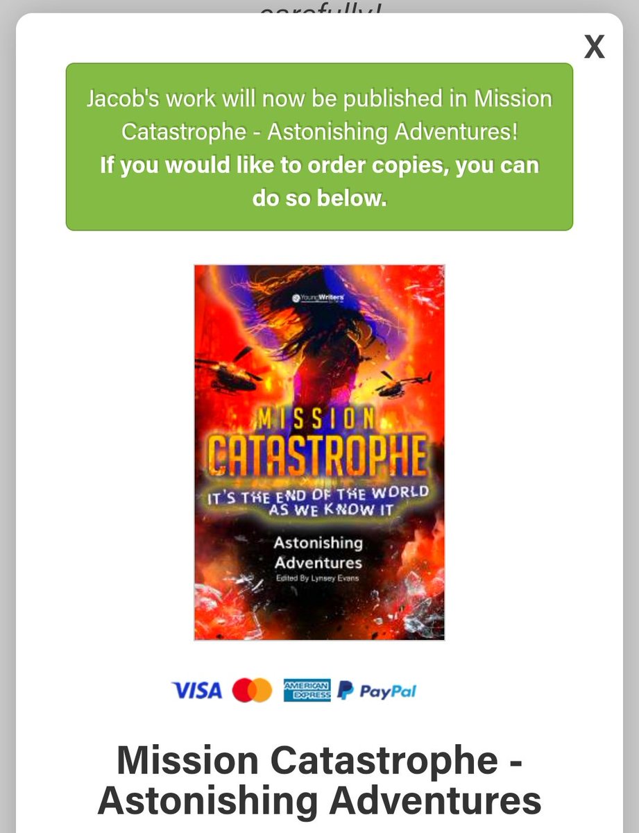 Absolutely speechless! Jacob has only gone and had a piece of writing selected to be published in a young writers anthology. We are so incredibly proud.  <a href="/EPCH_School/">Ellesmere Port Catholic High School</a> <a href="/SLiversey/">Happy Deputy</a> #youngwriters #shortstory