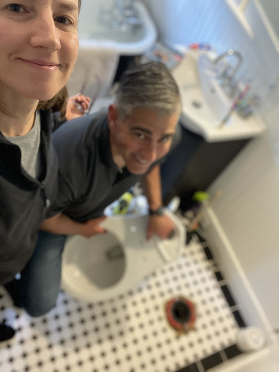 Some days having a 3 yr old means you and your wife get to spend some quality time together replacing a toilet. Today was one of those days. 😂🇺🇸❤️