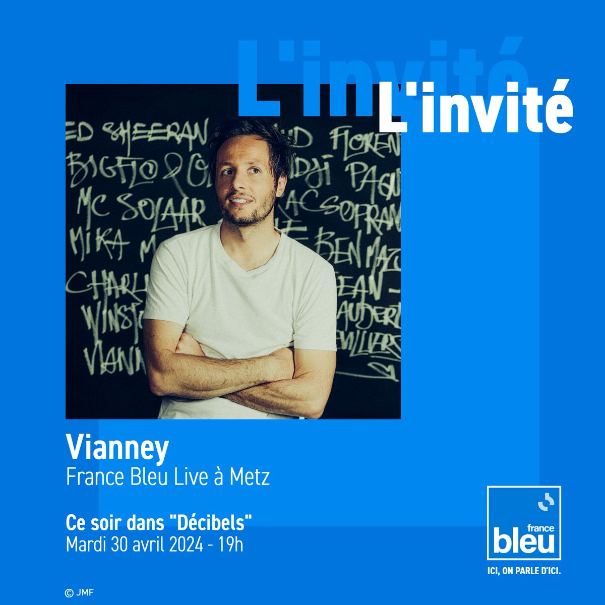 Ce soir à 19H #DécibelsFB avec Vianney (@VianneyMusique) au micro d'@EmilieRadioFr en direct du #FranceBleuLive à Metz ! Francebleu.fr