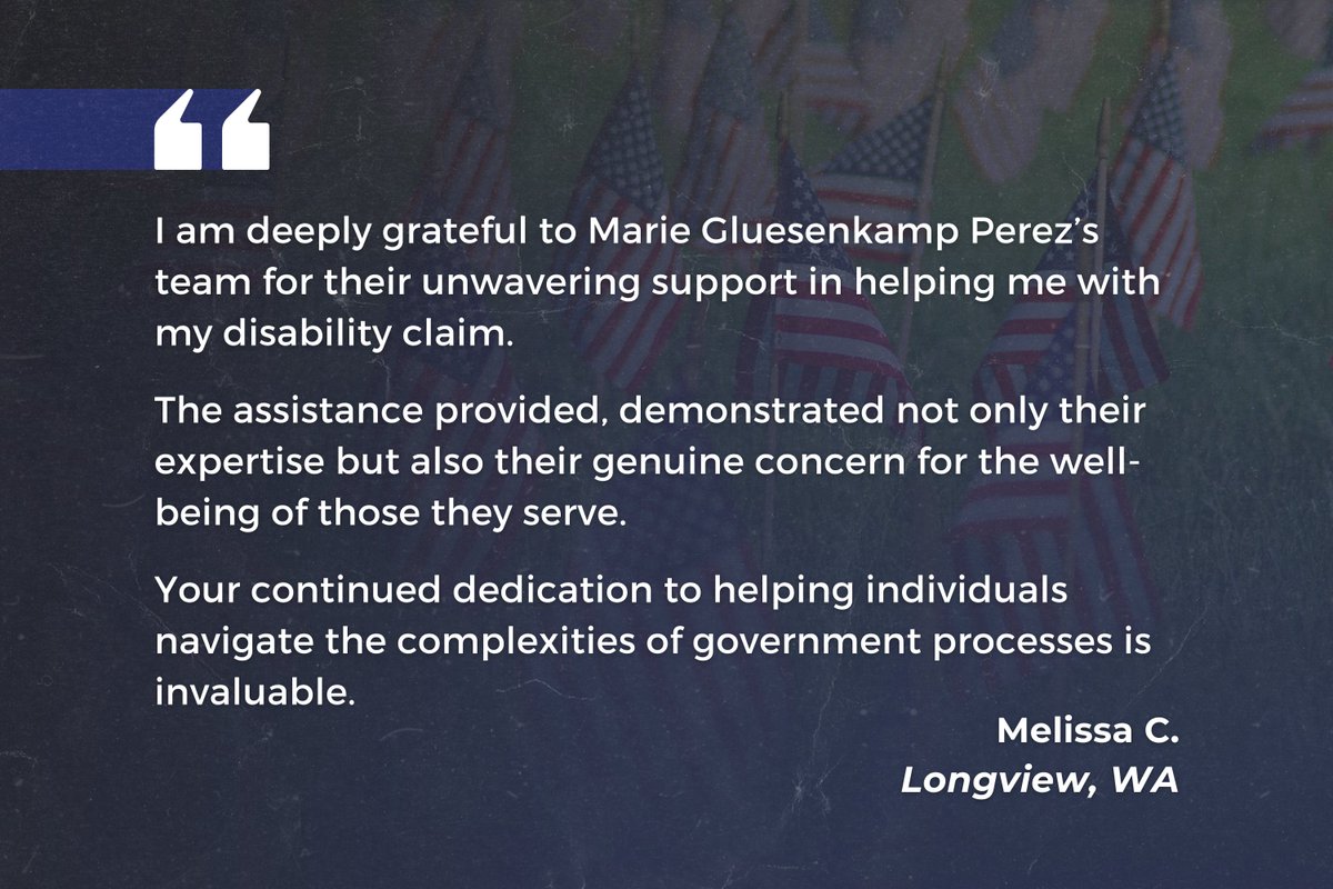 After the VA hadn't responded to her disability claim in over a year, Melissa reached out to us for assistance. We were able to move her claim along, and she got a bump in benefits. For help with a federal agency like the VA, call us at 360-695-6292 or fill out my online form!