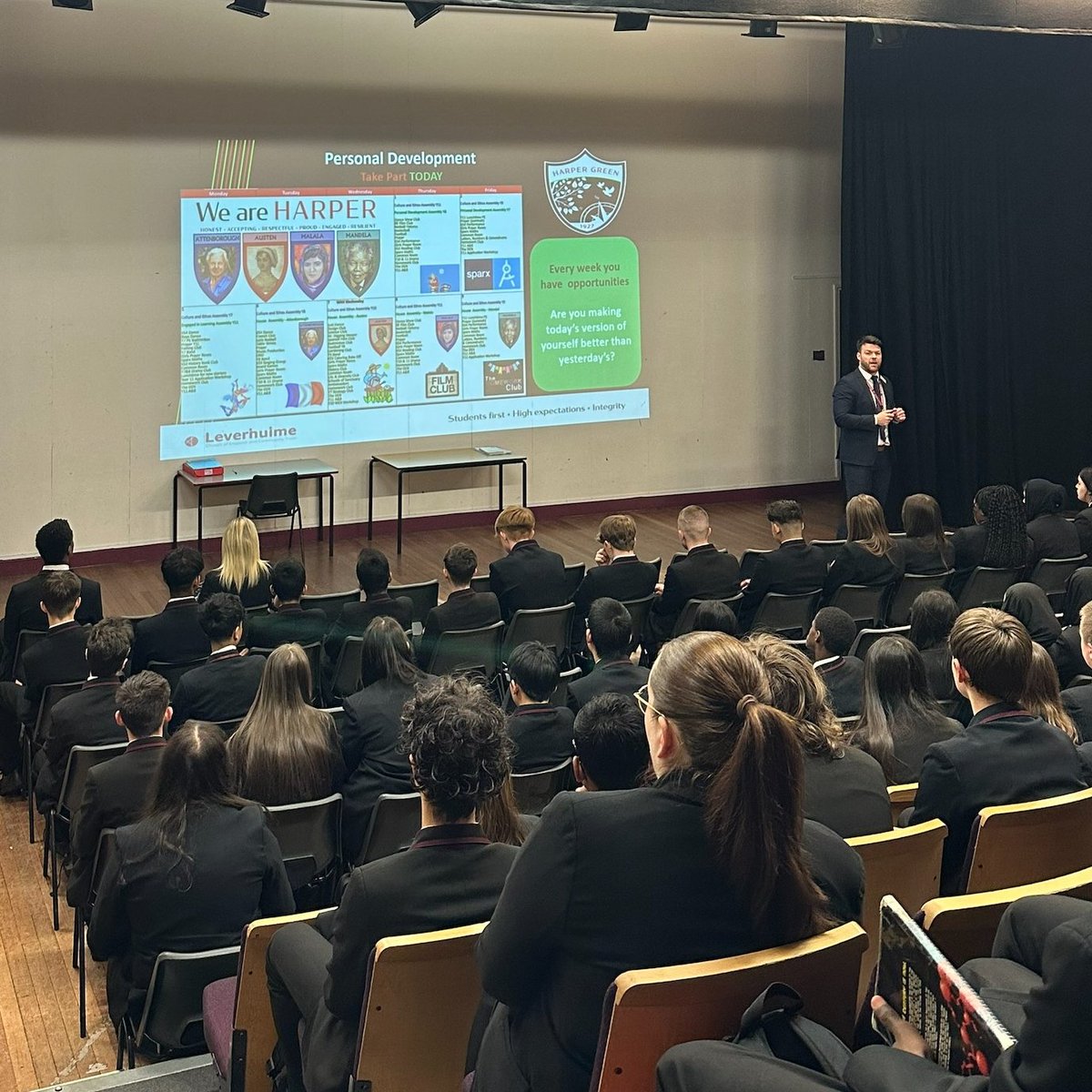 Today our Y10s had an assembly about Personal Development and how they can improve their future selves. There are lots of fantastic opportunities each week and our challenge this term is for every student to attend at least 1 extra-curricular club! 🥳🧑‍💼⚽️🏸🏏