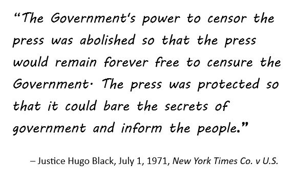 Justice Hugo Black's concurrence in the Pentagon Papers ruling still holds true today. As World Press Freedom Day approaches, it is important to oppose the extradition of the Walkley-award-winning publisher Julian Assange. cc: @GabrielShipton @Stella_Assange
