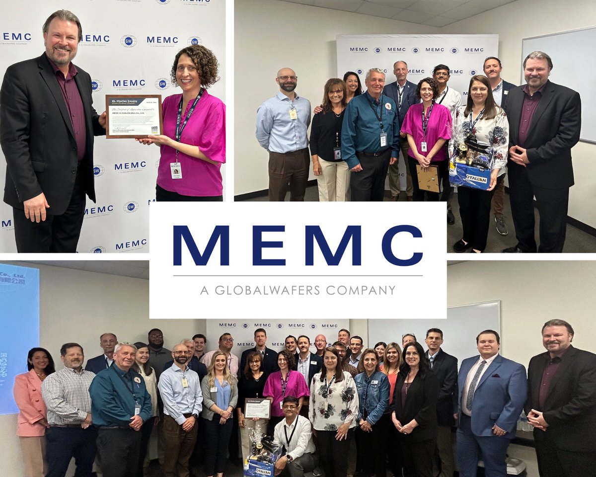 Yesterday the EDC's #EconDev Roundtable honored silicon wafer manufacturer MEMC for its $300M investment in its O'Fallon facility. Its wafers are a crucial component of computer chips used in industries ranging from telecommunications to automotive and aerospace. @SelectOFALLON