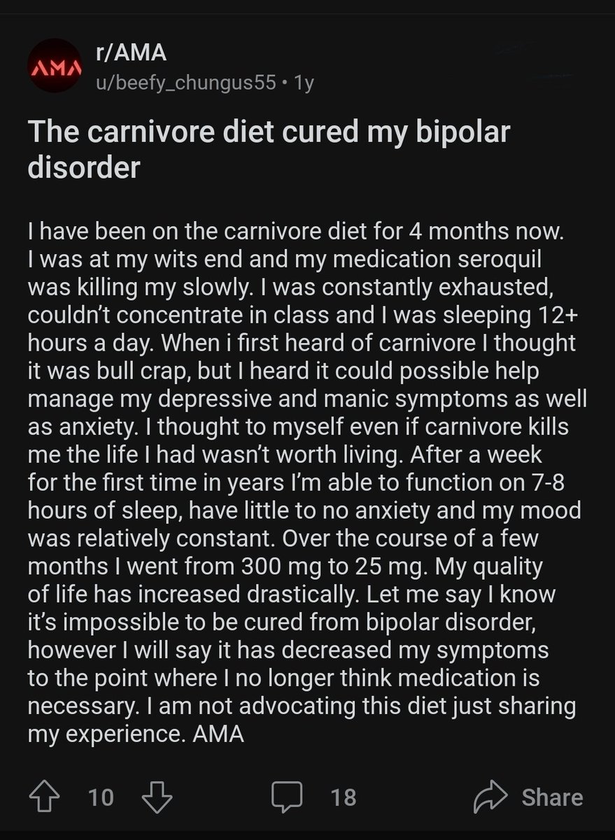 The carnivore diet cures bipolar disorder