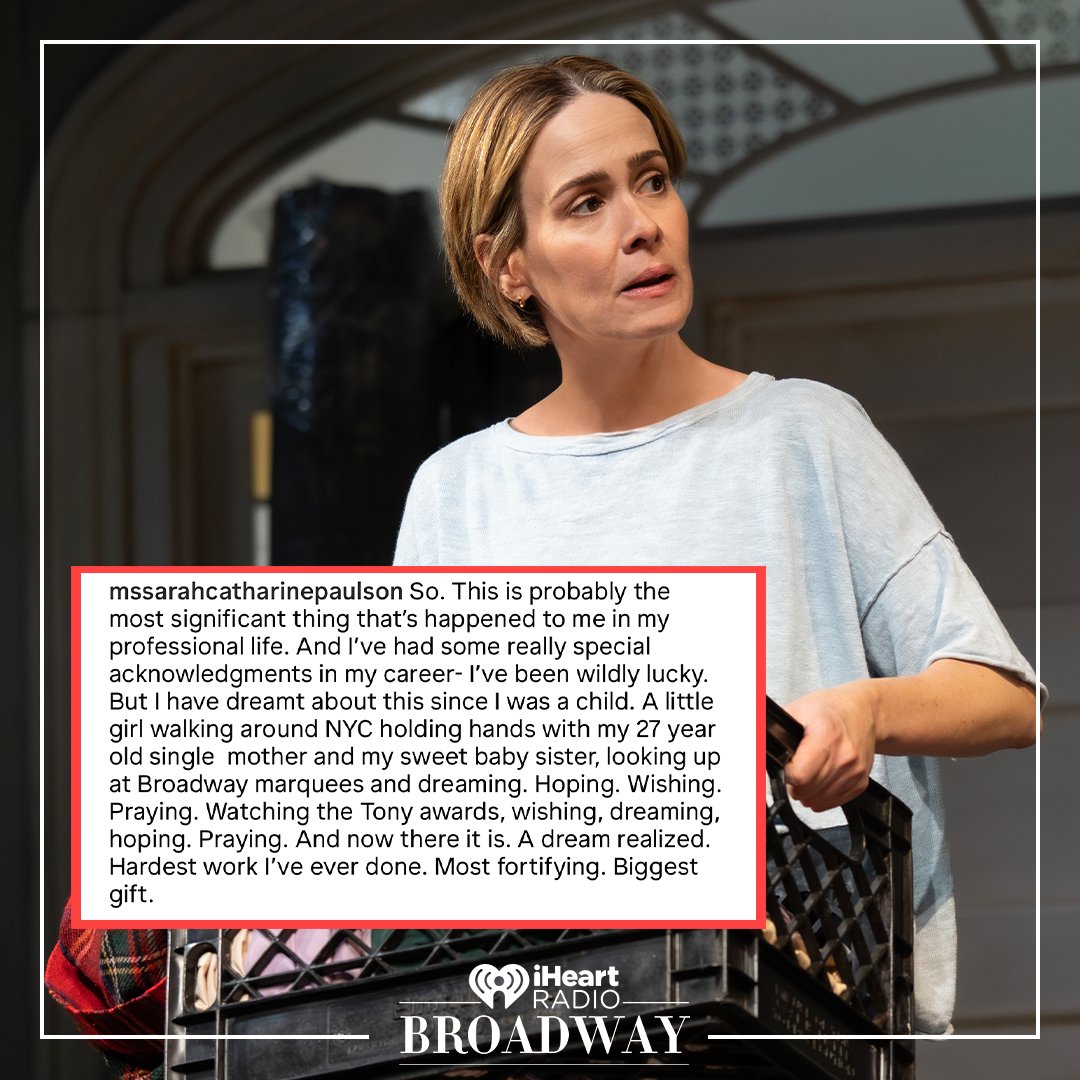 #SarahPaulson reacts to her @TheTonyAwards nomination for Best Performance by an Actress in a Leading Role in a Play for @2STNYC's Appropriate 🧡 #TonyAwards @iHeartRadio