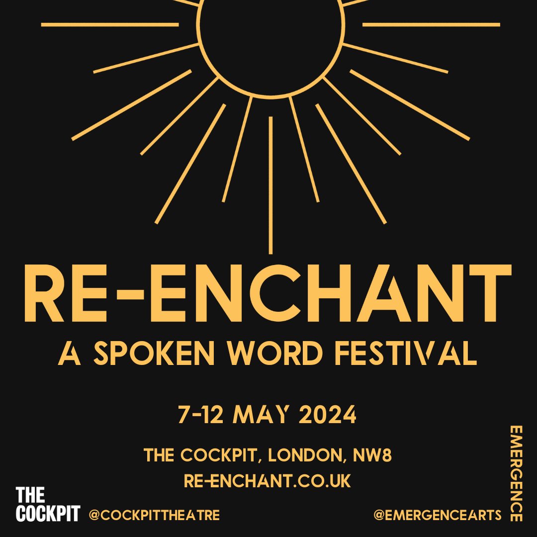 1 wk to go! RE-ENCHANT 7-12 May A wk-long festival of shows from groundbreaking #poets. Unforgettable evolutions of the oral tradition; w/ shows, workshops, panels & more. ​ re-enchant.co.uk #reenchant2024 #ReEnchant #spokenwordfestival #poetry #londonpoetry